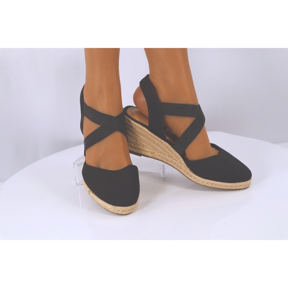 Kelly & Katie Kenedy Pump Crisscross Strap Espadrille Wedge Sandals-Size 8M